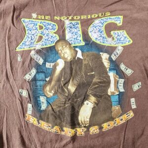 The Notorious B.I.G. Brown Graphic Print T Shirt‎ Biggie Smalls Money Rap Music